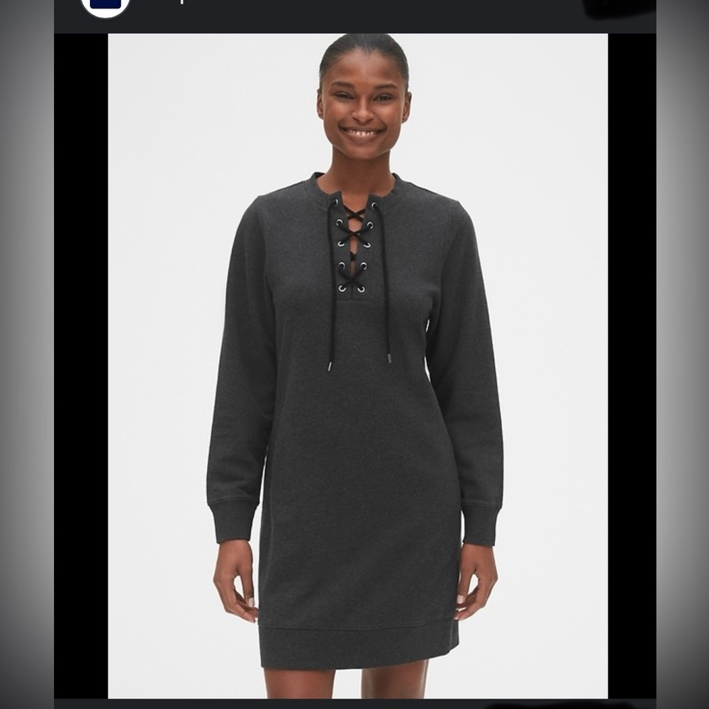 GAP Lace-Up Sweatshirt Dress